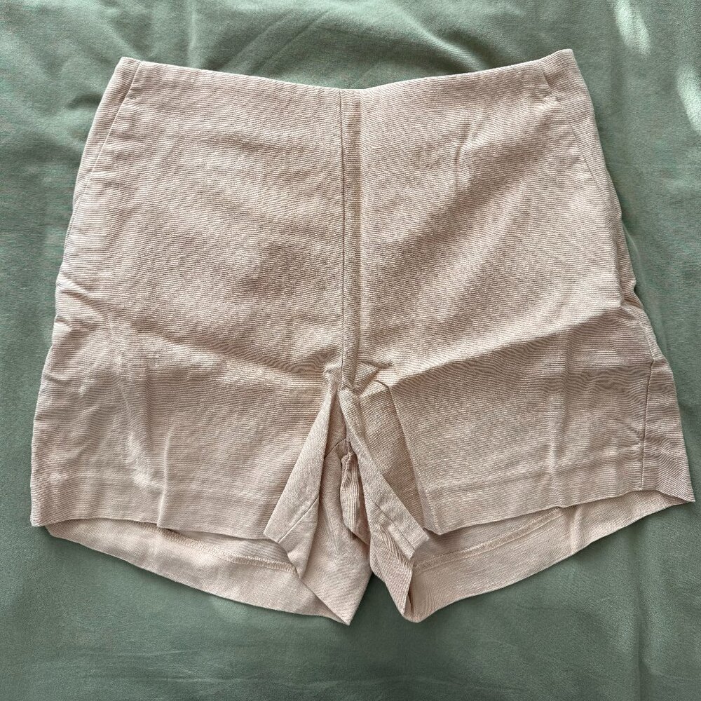 Ann Taylor Linen Blend Tailored Shorts Beige Cream Size 0